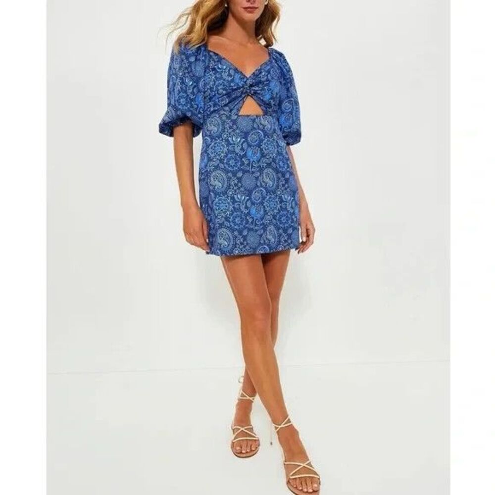 HYACINTH HOUSE NEW Blue Mod Paisley Bianca Mini Dress Large